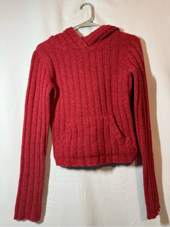 Abercrombie & Fitch Sweaters - Abercrombie & Fitch Vintage Lambswool Hoodie Sweater Red Ribbed Knit Size S